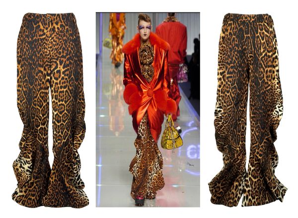 F/W 2004 Christian Dior by John Galliano Runway Baggy Leopard Print Pants