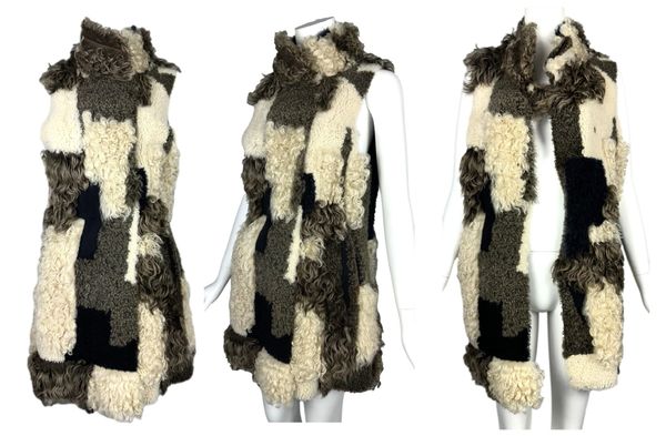 F/W 2015 Fendi by Karl Lagerfeld Geometric Fur Vest Mini Dress