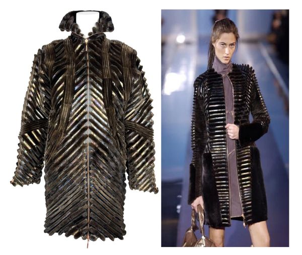 F/W 2003 Fendi by Karl Lagerfeld Reversible Metallic Leather & Mink Fur Coat