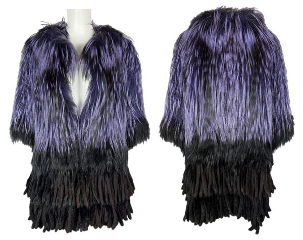 F/W 2011 Christian Dior by John Galliano Purple Fox Fur & Mink Fur Tails Coat Jacket