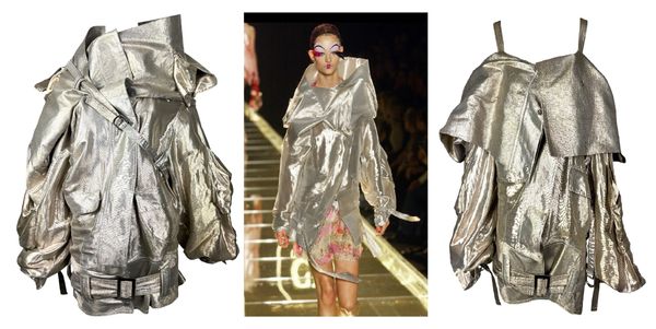 S/S 2003 Christian Dior by John Galliano Runway Gold Baggy Buckle Jacket Coat