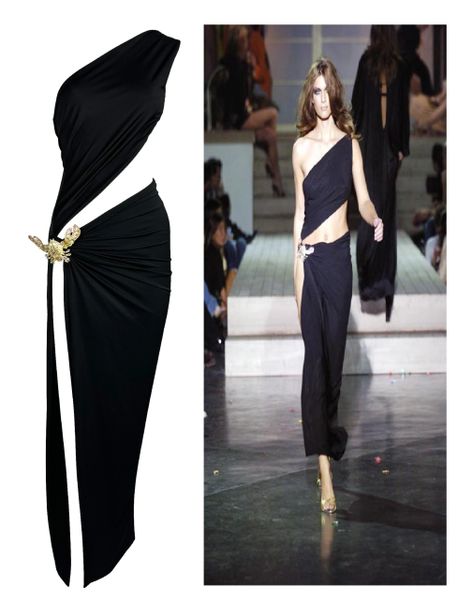 S/S 2005 Dsquared2 Runway Black Cut-Out Crystal Crab Maxi Dress