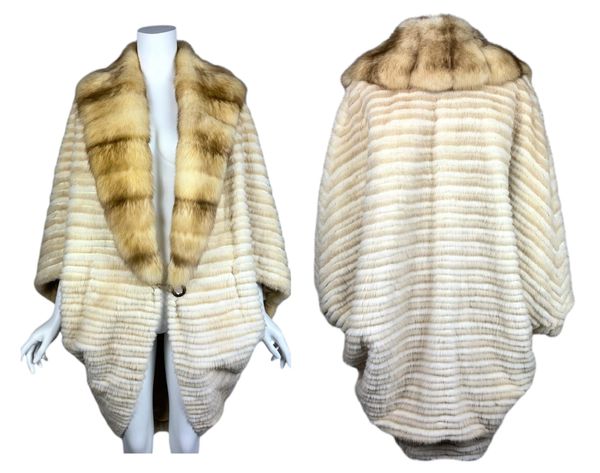 2000's Guy Laroche Sable Fur 1920's Flapper Style Cocoon Opera Coat