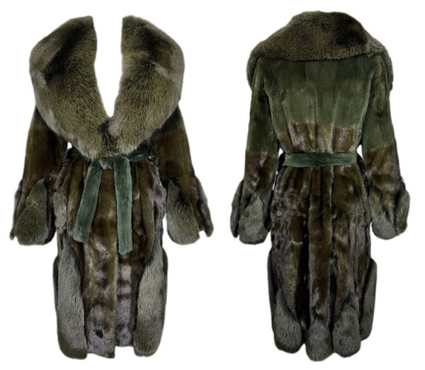 F/W 2006 Christian Dior by John Galliano Green Mink & Fox Fur Long Coat