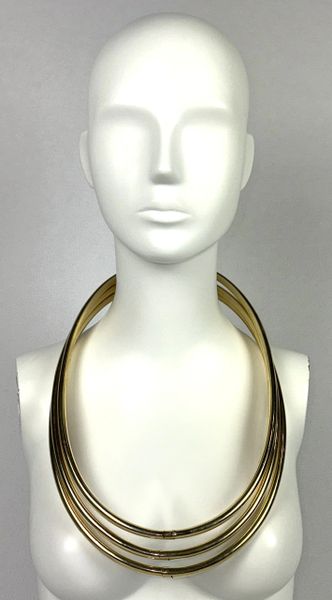 1990's Gianfranco Ferre 3 Large Gold Masai Tribal Necklaces