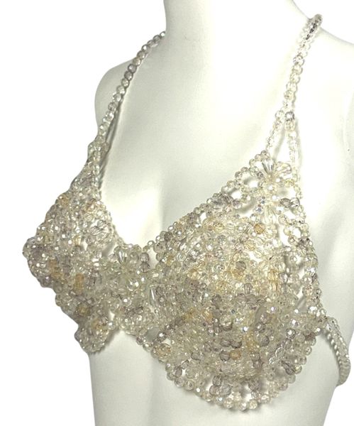 Vintage 1991 La Perla RARE Clear Bead Cone Bra Top