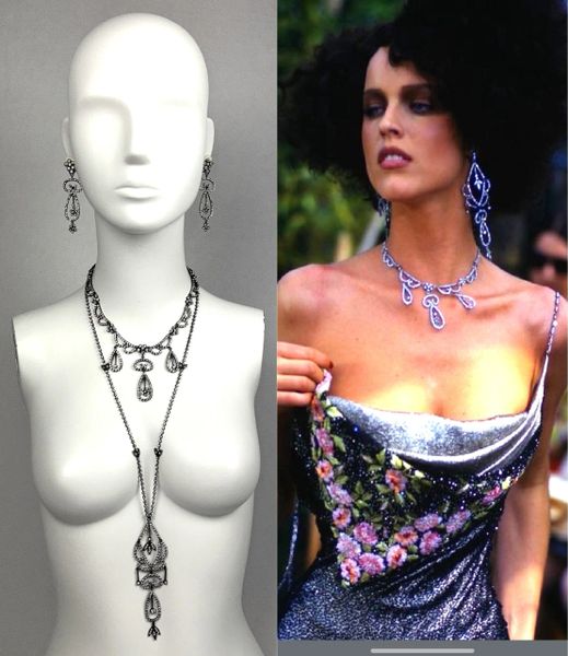 F/W 1997 Christian Dior by John Galliano Large Cyrstal Drop Earrings & 2 Necklaces