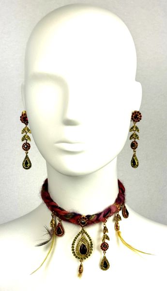 F/W 1997 Christian Dior by John Galliano Raj Crystal Earrings & Choker Necklace Set