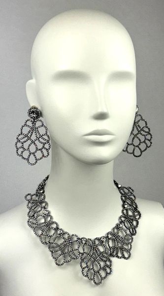 F/W 1997 Christian Dior by John Galliano Large Princess Crystal Earrings & Necklace Set