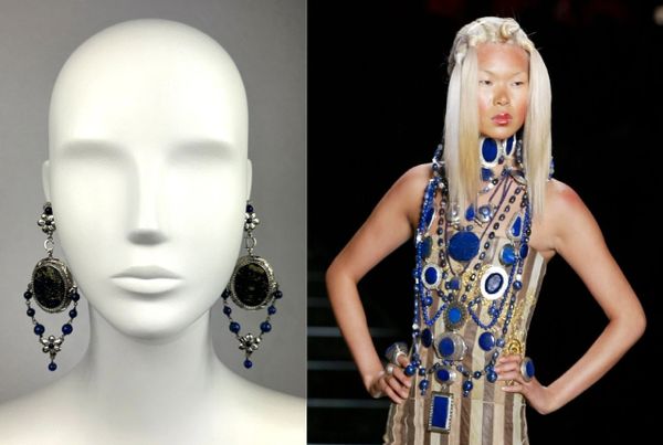 F/W 2002 Christian Dior by John Galliano Large Blue Lapis Chandelier Earrings