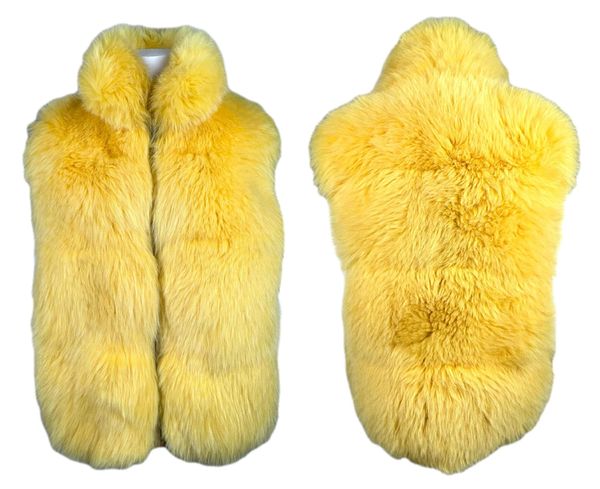 S/S 2000 Givenchy by Alexander McQueen Yellow Fox Fur Vest Jacket