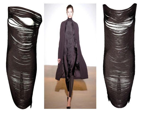 S/S 2009 Jil Sander Runway Sheer Brown Fringe Dress