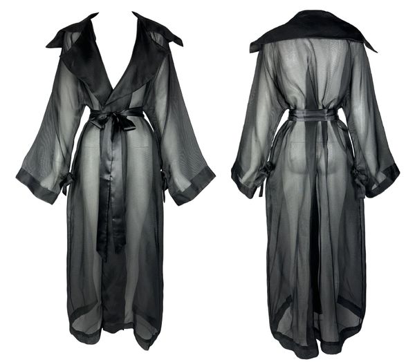 Vintage F/W 1996 Balenciaga Sheer Black Kimono Style Bow Jacket Coat