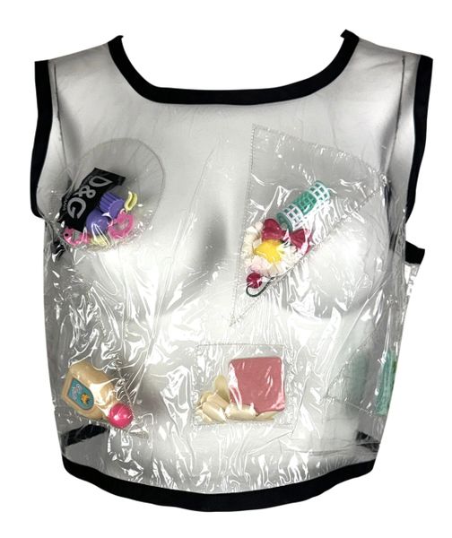 RARE Vintage 1990's D&G by Dolce & Gabbana Clear Plastic Novelty Tank Crop Top