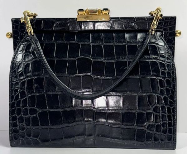 Dolce & Gabbana Alta Moda Haute Couture Black Crocodile Handbag