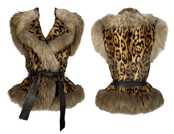 F/W 2007 Valentino Leopard Print Fur Fitted Vest Top