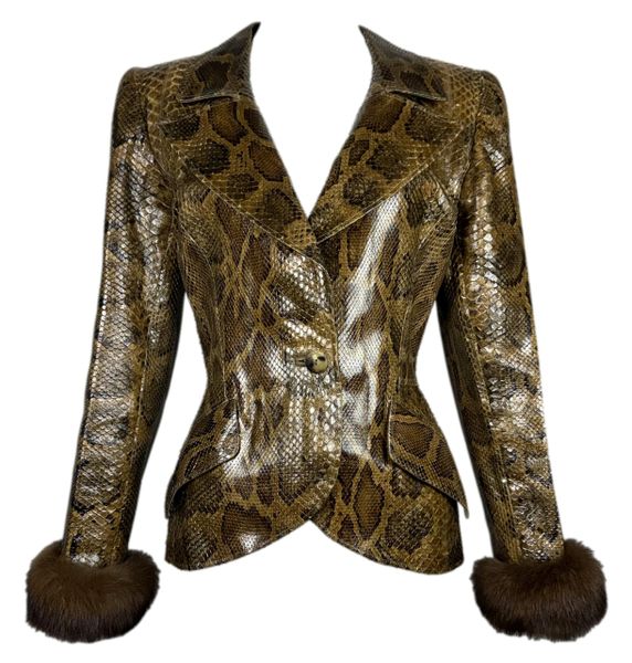 Vintage 1990's Valentino Haute Couture Python & Sable Fur Fitted Jacket