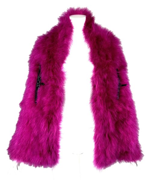 C. 2003 Christian Dior by John Galliano Japanese Style Hot Pink Large Feather Wrap Shawl