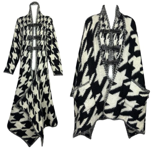 F/W 2009 Alexander McQueen Black & White Long & Short Cardigan Poncho Coat