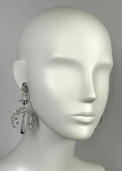 2000's Christian Dior by John Galliano Large Raj Silver Drop Earrings