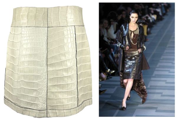 F/W 2004 Fendi by Karl Lagerfeld Runway Crocodile Alligator Pencil Mini Skirt