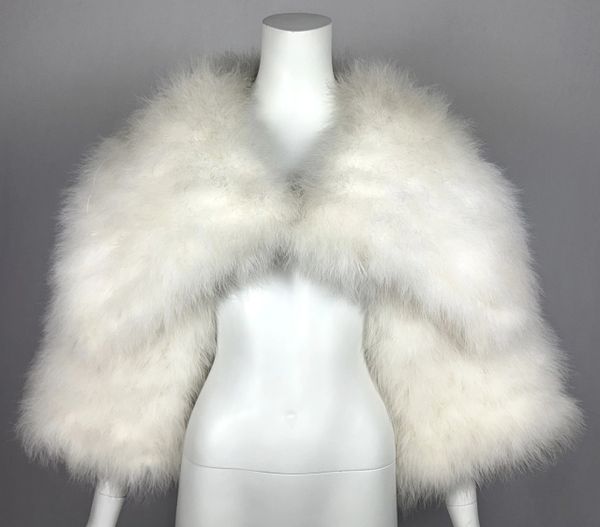 F/W 2000 John Galliano Runway White Feather Chubby Cropped Jacket