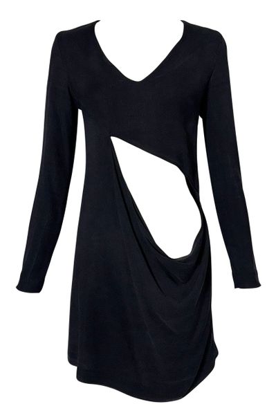 1990's Maison Martin Margiela Black Large Cut-Out L/S Mini Dress