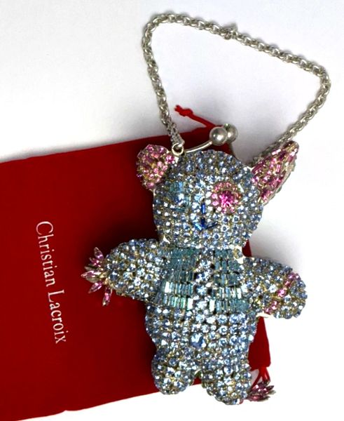 2002 Christian Lacroix Haute Couture Crystal Teddy Bear Minaudiere Handbag Clutch