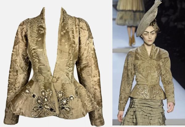 F/W 2007 Christian Dior John Galliano Runway Crystal Fur Wasp Waist Jacket Coat