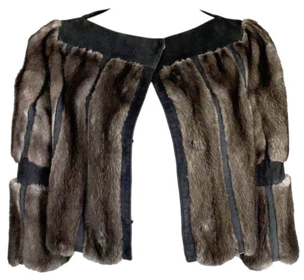 F/W 2007 Christian Dior by John Galliano Brown Mink & Leather Cropped Pin-Up Jacket