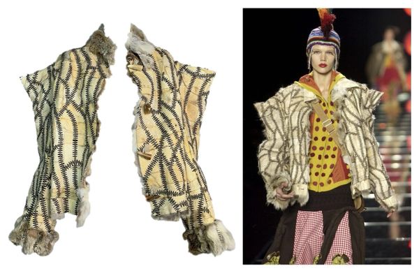 F/W 2002 Christian Dior by John Galliano Runway Coyote Fur Whipstitch Handmade Leather Jacket Coat