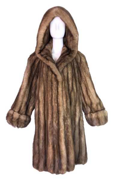 1988 Giafranco Ferre Natural Russian Golden Sable Swing Hooded Fur Coat