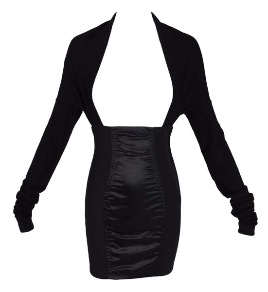 1992 Dolce & Gabbana S/S Pin-Up Black Plunging Open Chest Bandage Mini Dress