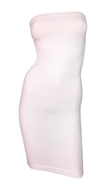 1992 Dolce & Gabbana Sheer White Strapless Pin-Up Bodycon Wiggle Mini Dress