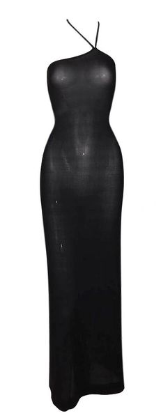 F/W 1997 Gucci by Tom Ford Sheer Black Asymmetrical Gown Dress