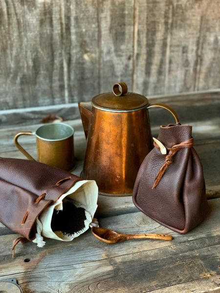 Leather best sale coffee pouch