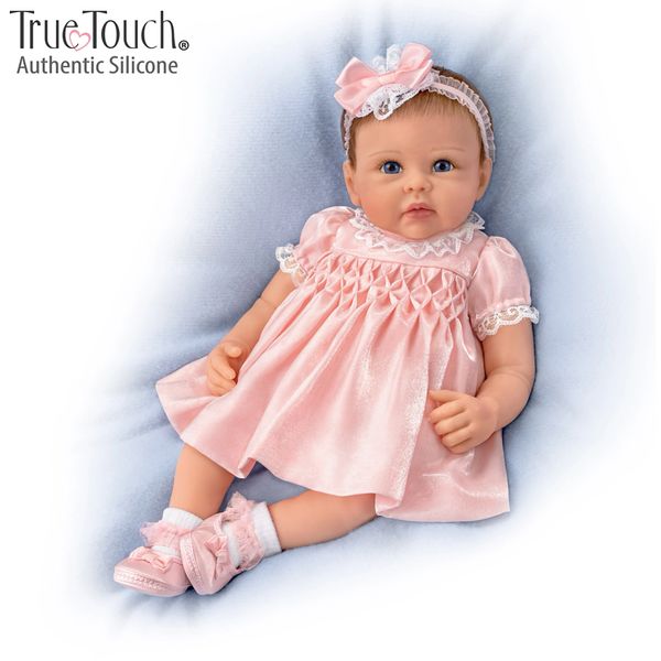 Ashton Drake All Dolled Up Olivia Lifelike Silicone Baby Girl Doll By