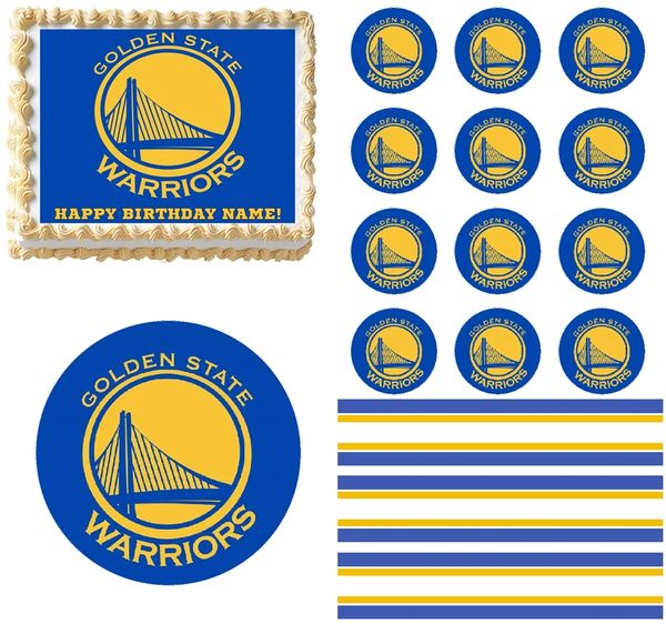 Golden State Warriors Edible Cake Toppers Round – Edible Cake