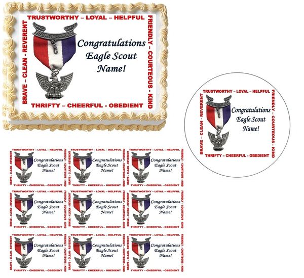 Eagle Scout Court of Honor Scout Law Edible Cake Topper Image Frosting Sheet