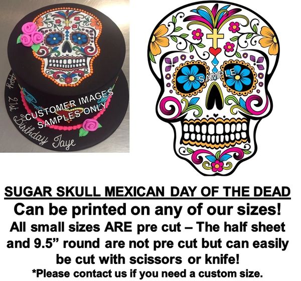 Mexican Sugar Skull Edible Cake Topper Image Cupcakes Day Of The