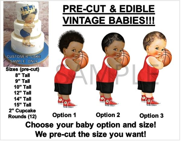 PRE-CUT Little Prince Holding Basketball Black Shorts Red Shirt EDIBLE Cake Topper Image Little Prince Cake