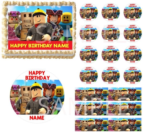 Roblox Characters Edible Cake Topper Image Cupcake Toppers Roblox Cake Decor Edible Party Images - personalized with your childs name roblox birthday party cake topper