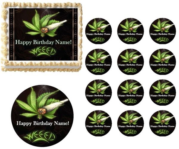 Weed Pot Leaf Edible Cake Topper Image Frosting Sheet Cupcakes