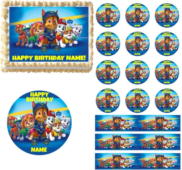 Paw Patrol Cast Edible Cake Topper Image Cupcakes Paw Patrol Birthday Cake  Decoration