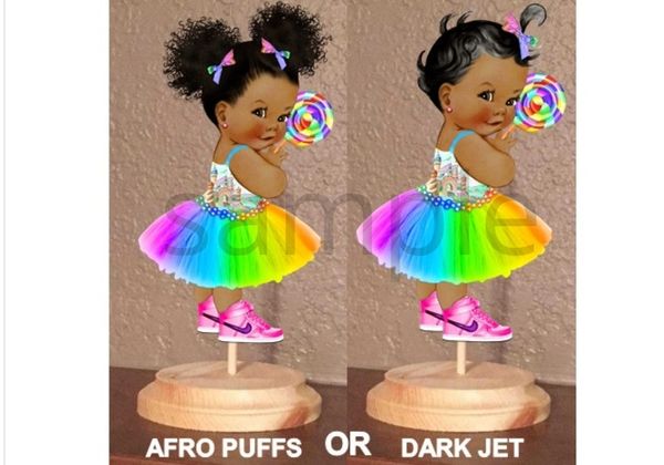 Pre Cut Rainbow Party Dress Candy Girl Baby Centerpiece With Wood Stand Or Card Stock Cut Out - 