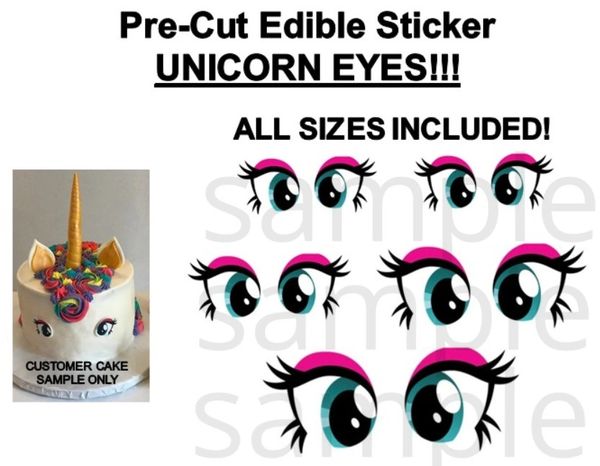 pre cut bright large unicorn eyes edible cake stickers decals unicorn