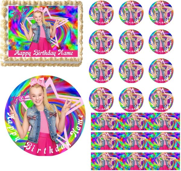 Jojo Siwa Rainbow Colors Edible Cake Topper Cupcakes Sugar Sheet Decoration - jojo siwa roblox username