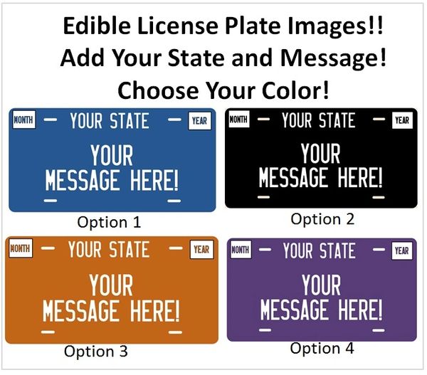License Plate Sweet Sixteen Your State License Plate Edible Cake Topper Image Sugar Sheet, License Plate Cake, Sweet 16 Cake, Driving Party