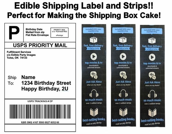 Amazon Shipping Label Tape Strips Box Cake Edible Cake Topper Image, Shipping Label Cake, Shipping Strips, Shipping Box Cake, Amazon Label Box Cake