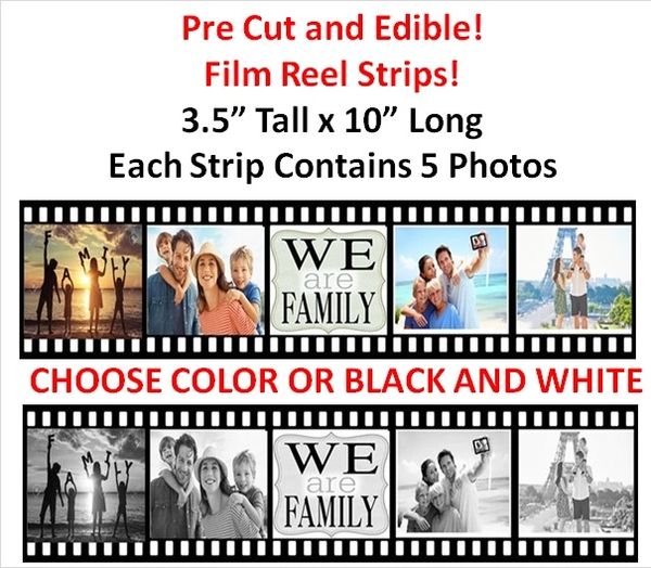 Pre Cut EDIBLE Film Reel Strips for Cakes Pictures Photos Film Strips Wedding